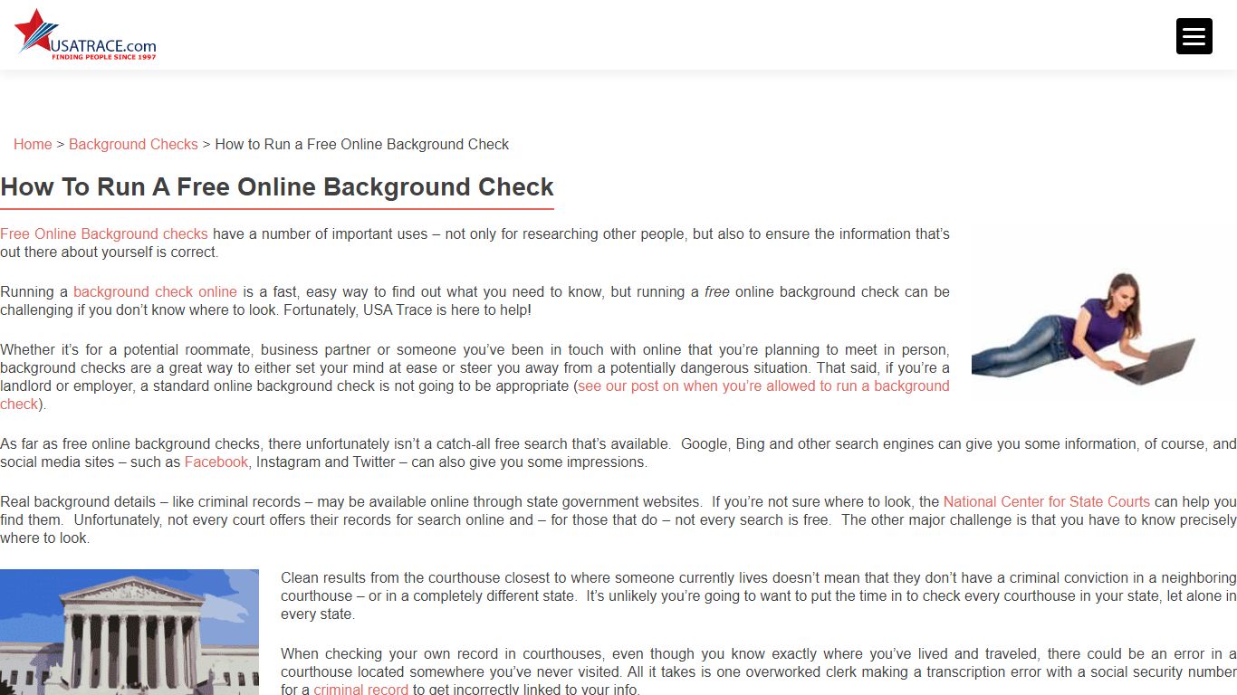 How to Run a Free Online Background Check - USATrace.com
