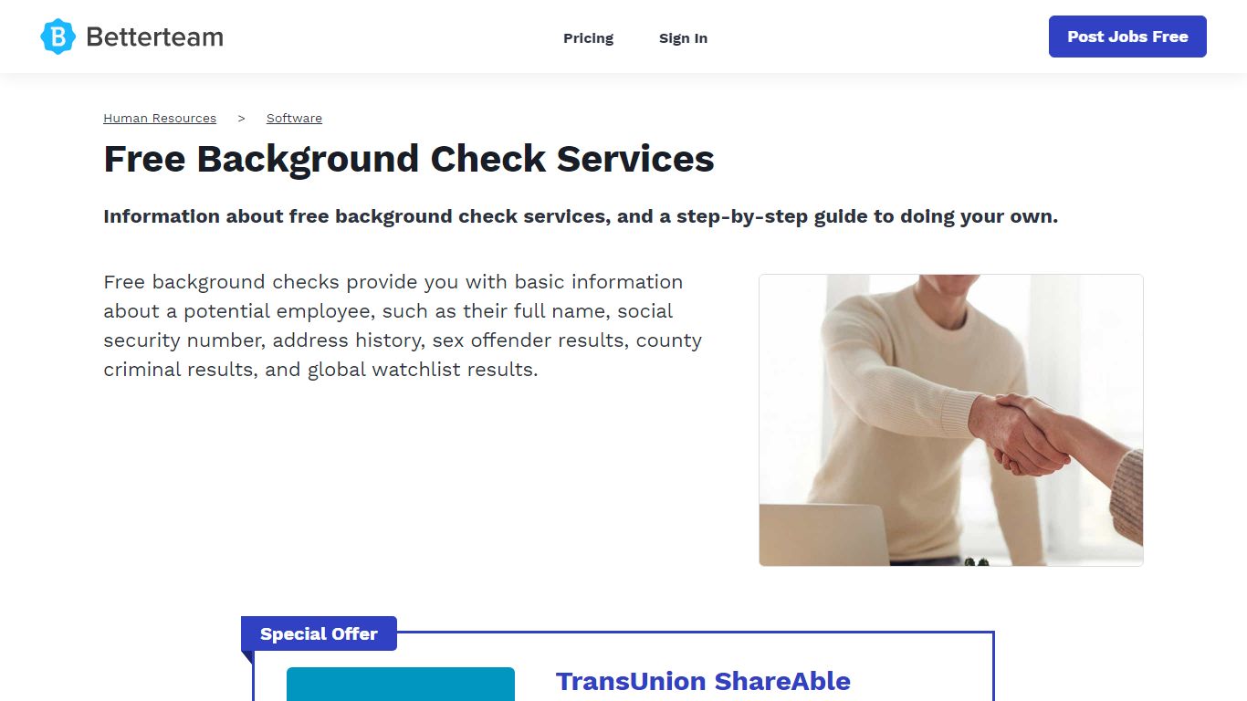 Free Background Check Services - Betterteam